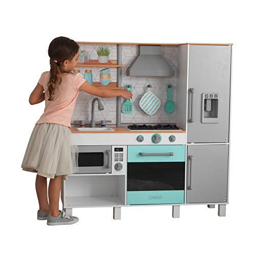 KidKraft- Gourmet Chef Cocina de juguete de madera con máquina de hielo, Color Gris (53421)